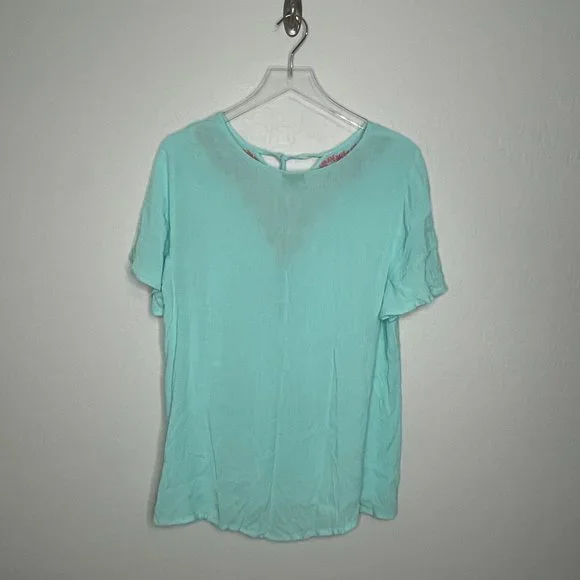*TORRID* Torrid Crinkle Gauze Blue Green Embroidered Top 2 2X 18/20 - Picture 6 of 6